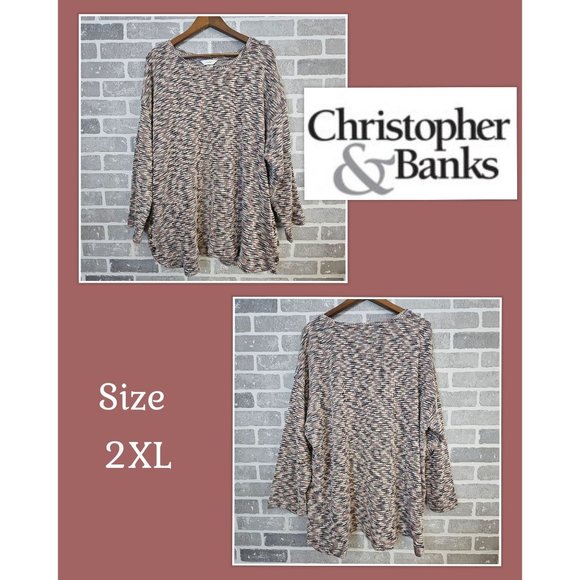 CJ Banks Sweater Womens 2X Multicolor Varigated Knit Button Detail Soft Pullover - Picture 1 of 9